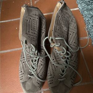 Dream Pairs Lace-Up Perforated Boots - Brown